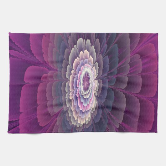 Blume Farbenfrohe Abstrakte Fraktal Rosa Geschirrtuch (Horizontal)