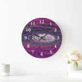 Blume Farbenfrohe Abstrakte Fraktal Rosa Große Wanduhr (Zuhause)