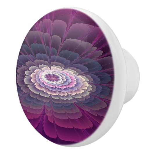 Blume Farbenfrohe Abstrakte Fraktal Rosa Keramikknauf (Rechts)