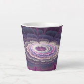 Blume Farbenfrohe Abstrakte Fraktal Rosa Milchtasse (Vorderseite)