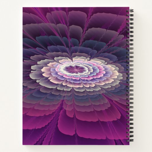 Blume Farbenfrohe Abstrakte Fraktal Rosa Notizblock (Rückseite)