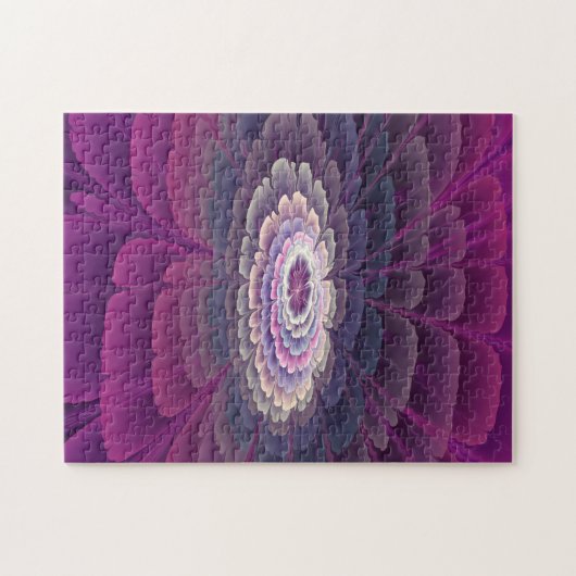 Blume Farbenfrohe Abstrakte Fraktal Rosa Puzzle (Horizontal)
