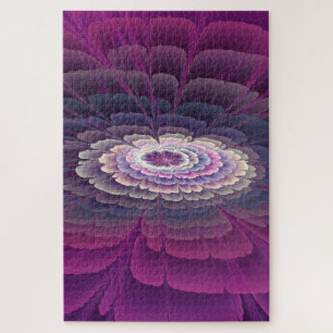 Blume Farbenfrohe Abstrakte Fraktal Rosa Puzzle