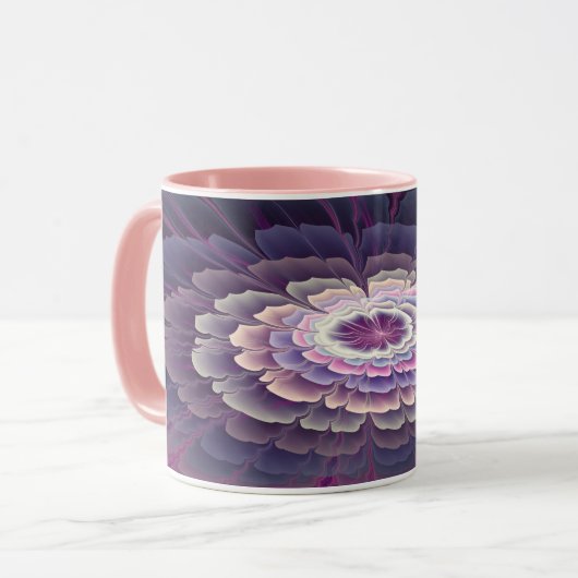 Blume Farbenfrohe Abstrakte Fraktal Rosa Tasse (Vorderseite Links)