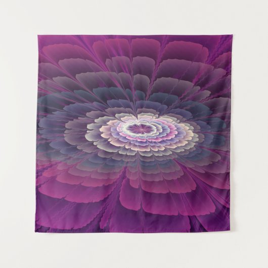 Blume Farbenfrohe Abstrakte Fraktal Rosa Wandteppich (Vorderseite)