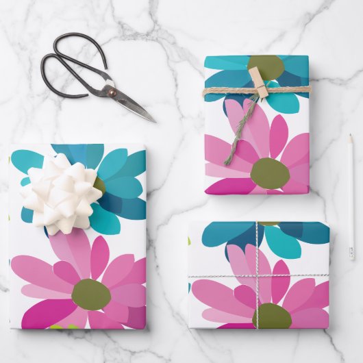 Blume Farbige Blume Geschenkpapier Set (Vorderseite)