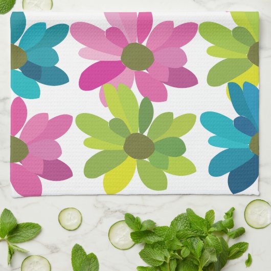 Blume Farbige Blume Geschirrtuch (Gefaltet)