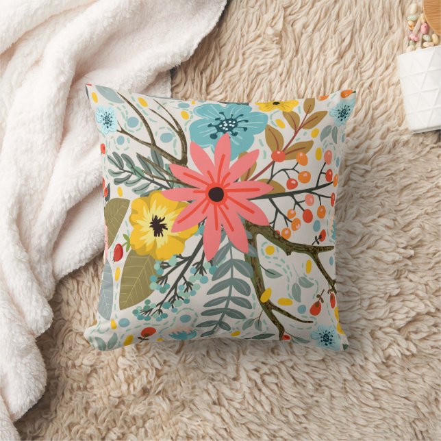 Blume Farbige Wasserfarbe Niedlich Kissen (Decke)