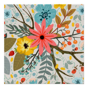 Blume Farbige Wasserfarbe Niedlich Poster