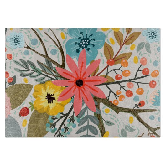 Blume Farbige Wasserfarbe Niedlich Schneidebrett (Vorderseite)