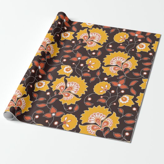 Blume-farbiges Indianerstil auf br Geschenkpapier (Ungerollt)