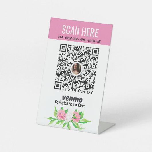 Blume Farm QR Code Pay Pedestal Sign Sockelschild (Vorderseite)