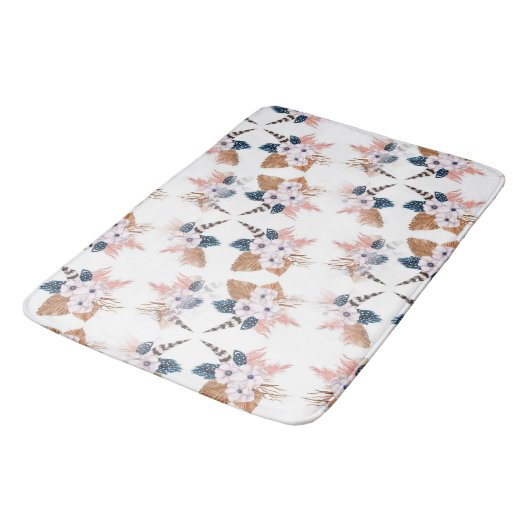 Blume Feather Boho Geometric Bath Mat Badematte (Schrägansicht)