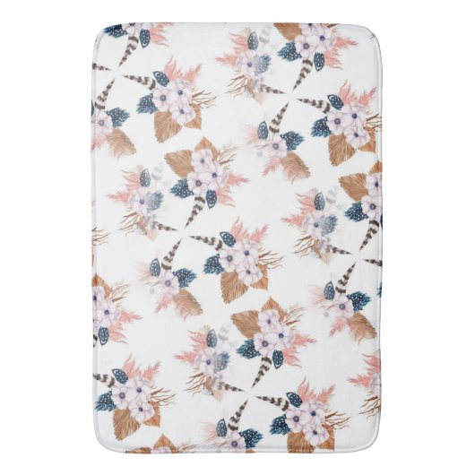 Blume Feather Boho Geometric Bath Mat Badematte (Vorderseite Vertikal)