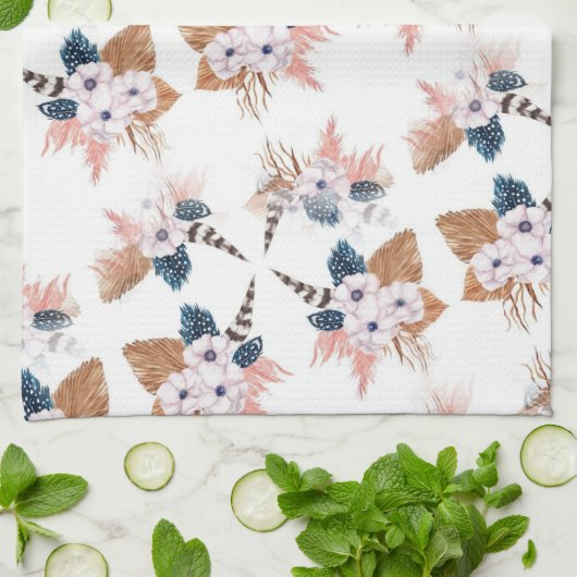 Blume & Feather Boho Geometric Küchenhandtücher Geschirrtuch (Gefaltet)