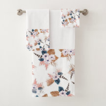 Blume Feather Boho geometrisches Handtuch Set