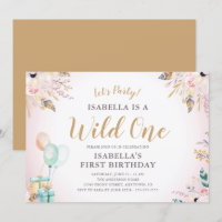 Blume & Feathers Wild One Girl's 1. Geburtstag
