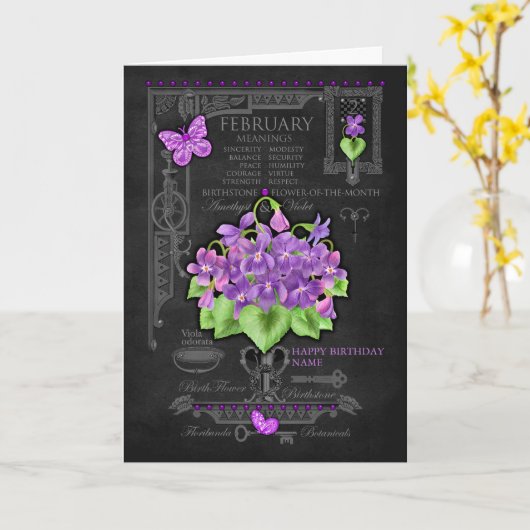 Blume Februar Chalk Personalisiert Card Karte (Gelbe Blume)