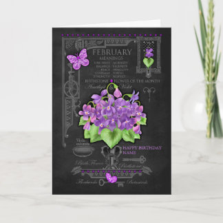 Blume Februar Chalk Personalisiert Card Karte