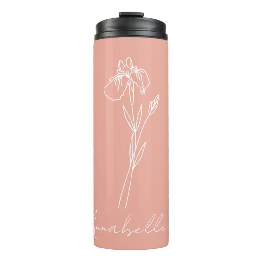 Blume | Februar Geburtstag Geschenkname Thermosbecher (Vorderseite)