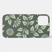 Blume-Federmuster grün Case-Mate iPhone Hülle (Rückseite (Horizontal))