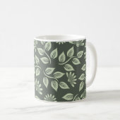 Blume-Federmuster grün Kaffeetasse (VorderseiteRechts)