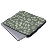 Blume-Federmuster grün Laptopschutzhülle (Vorne Knopf)