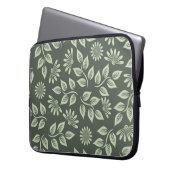Blume-Federmuster grün Laptopschutzhülle (Vorderseite Links)