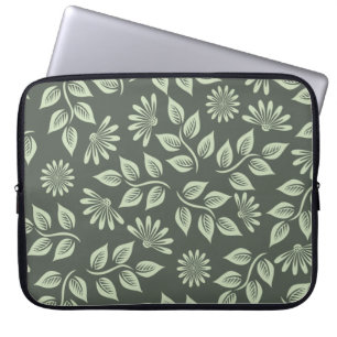 Blume-Federmuster grün Laptopschutzhülle