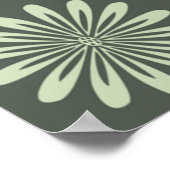 Blume-Federmuster grün Poster (Ecke)