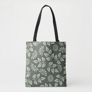 Blume-Federmuster grün Tasche