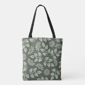 Blume-Federmuster grün Tasche (Rückseite)