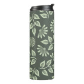 Blume-Federmuster grün Thermosbecher (Nach links gedreht)