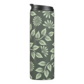 Blume-Federmuster grün Thermosbecher (Nach rechts gedreht)