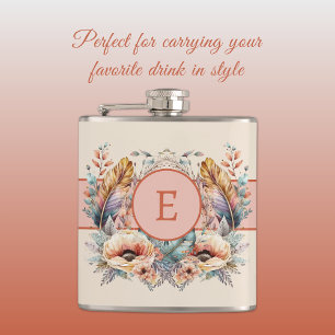 Blume Federn ergänzen Orange Flachmann