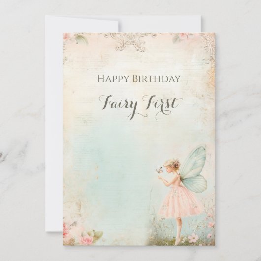 Blume Fee Geburtstag Feiertagskarte (Vorderseite)