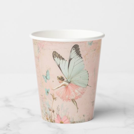 Blume Fee Geburtstag Pappbecher (Rückseite)