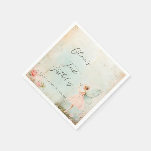 Blume Fee Geburtstag Serviette (Ecke)