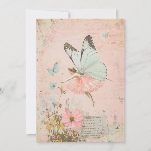 Blume Fee Geburtstagsfeier Einladung (Rückseite)