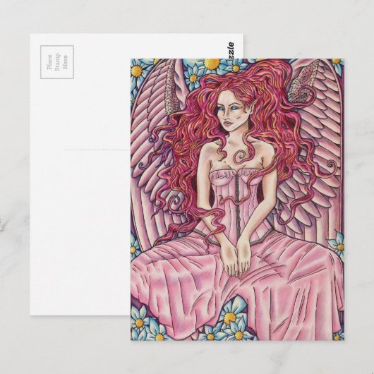 Blume Fee Postkarte (Vorne/Hinten)