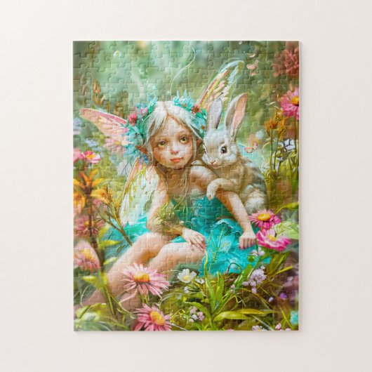 Blume Fee und Kaninchen Puzzle (Vertikal)