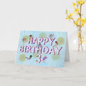 Blume Feen 3. Geburtstagskarte Karte (Gelbe Blume)