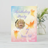 Blume Feen 7. Geburtstagsparty Einladung (Stehend Vorderseite)