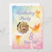 Blume Feen 8. Geburtstagsfeier Einladung (Vorne/Hinten)