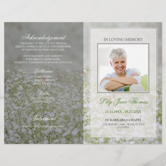 Blume Feldbeerprogramm | In Love Memory Flyer (Vorne)