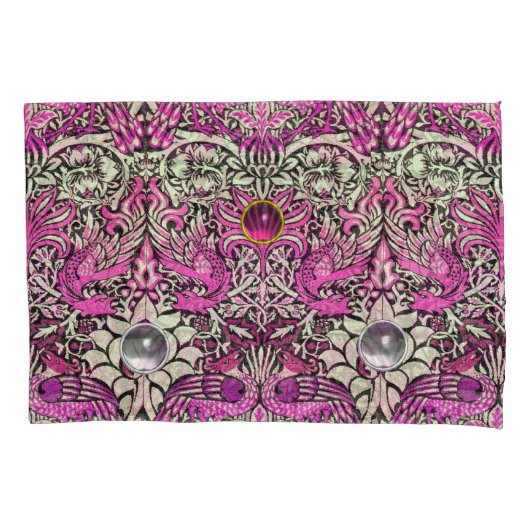 BLUME, FELSBÖSE, DRAGONEN, WEISSSTÄTTE AUS PINK KISSENBEZUG (Vorderseite-Links)