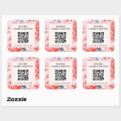 Blume Feminine Business QR-Code-Paketaufkleber Quadratischer Aufkleber (Blatt)