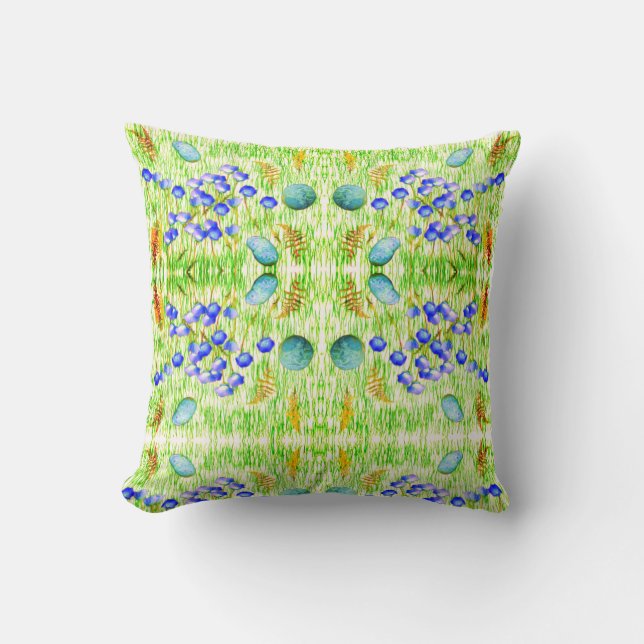 Blume Ferns Grass Rocks Malerei Abstrakt Art Kissen (Vorderseite)