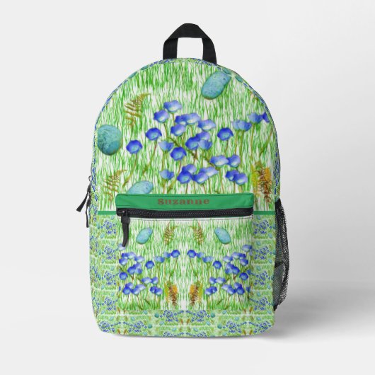 Blume Ferns Grass Rocks Malerei Personalisiert Bedruckter Rucksack (Vorderseite)