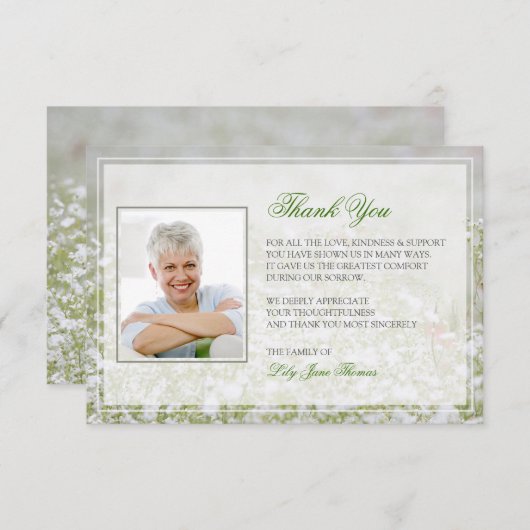 Blume Field Memorial Beerdigung Danke Karte (Vorne/Hinten)